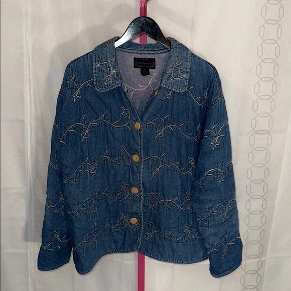 Christopher & Banks Blue Embroidered Jean Jacket - Picture 1 of 1